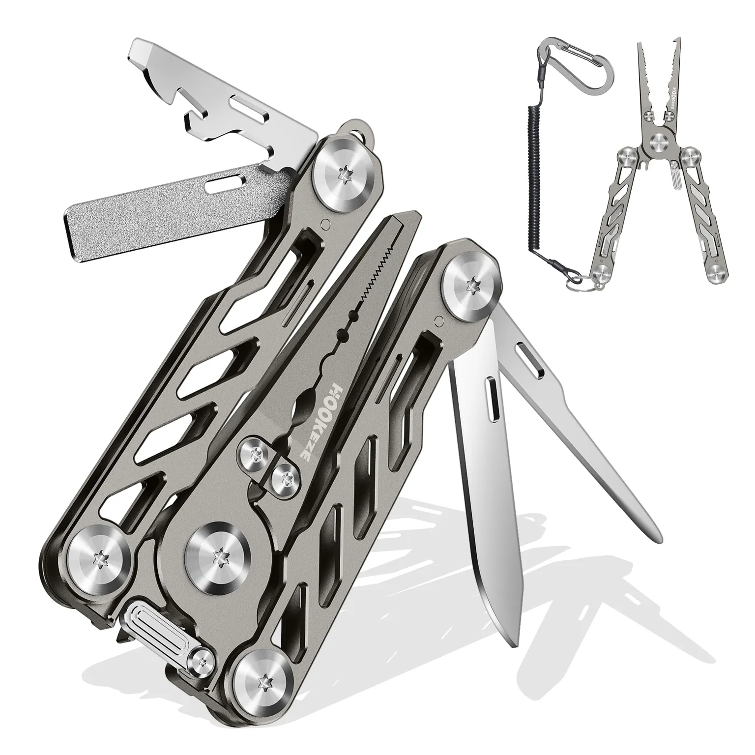 HookEze Folding Fishing Pliers | With Belt Pouch & Lanyard
