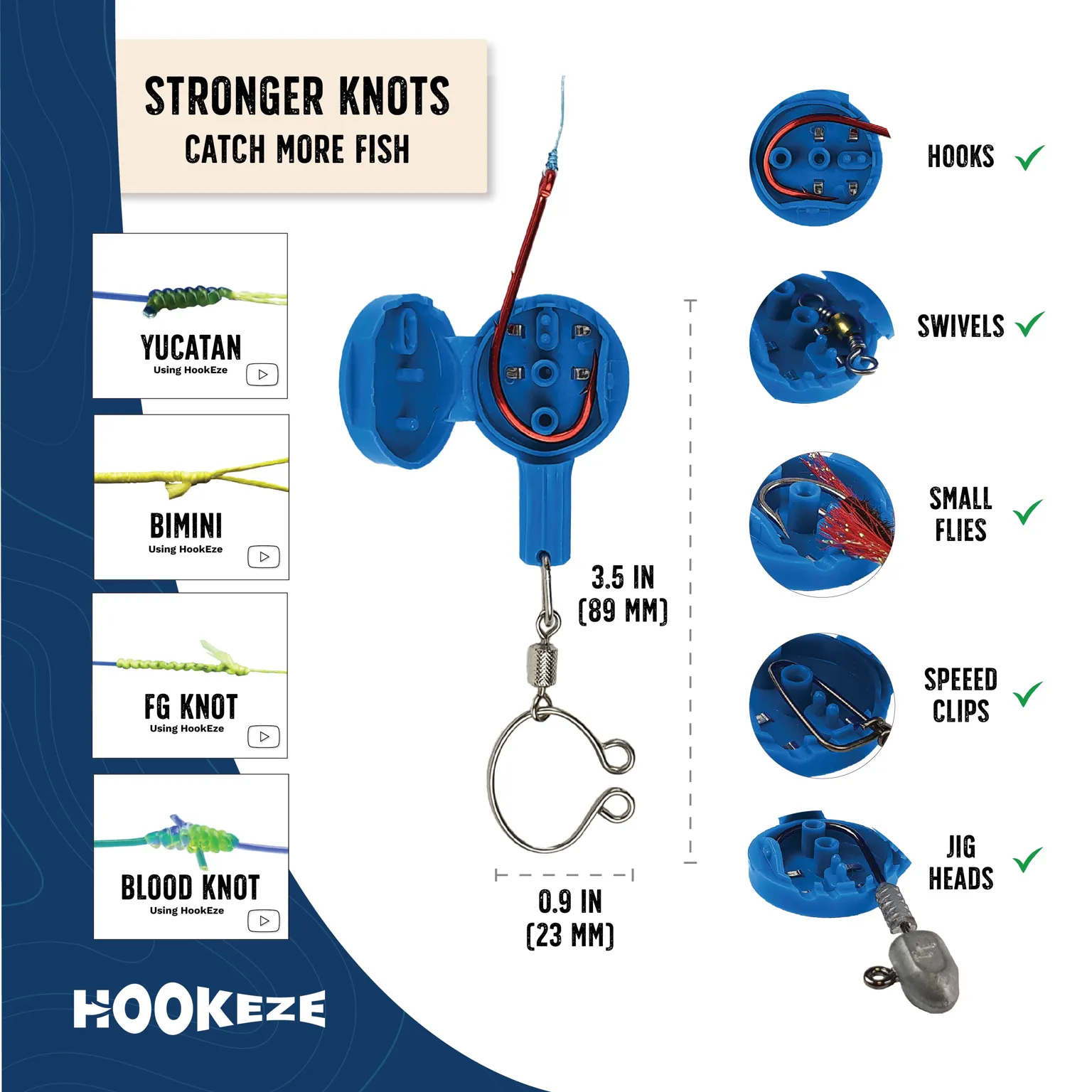 HookEze Fishing Knot Tying Tool (Standard) | Pack of 2 | Green